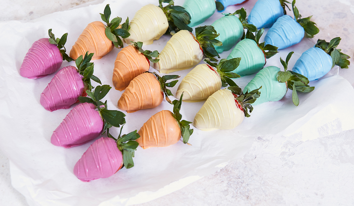 Bunte Schokoerdbeeren