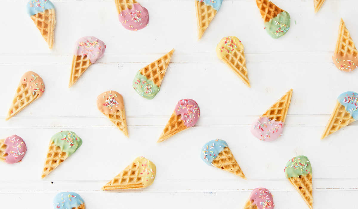 Bunte Eiswaffeln